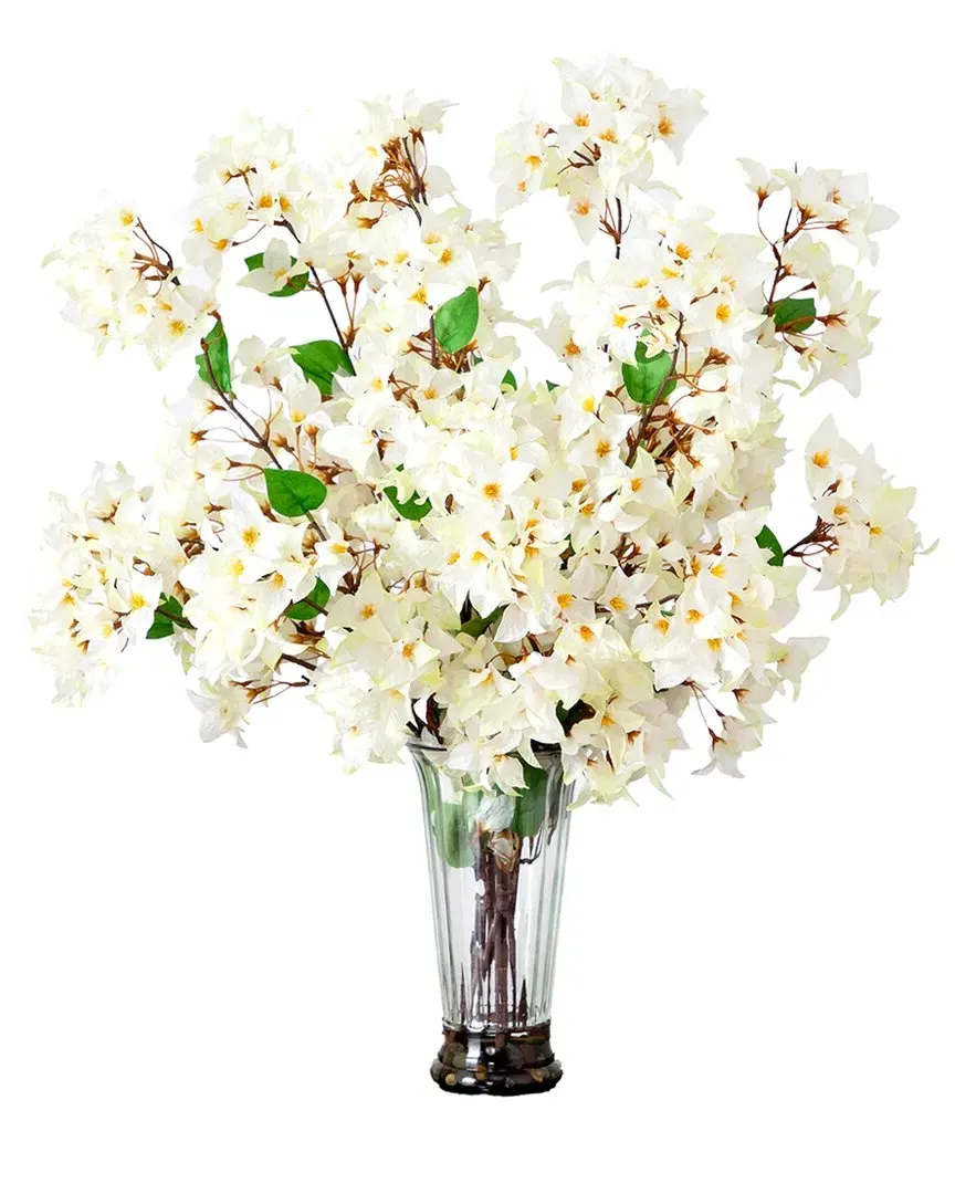 30in Artificial Bougainvillea Arrangement in Glass Vase - White