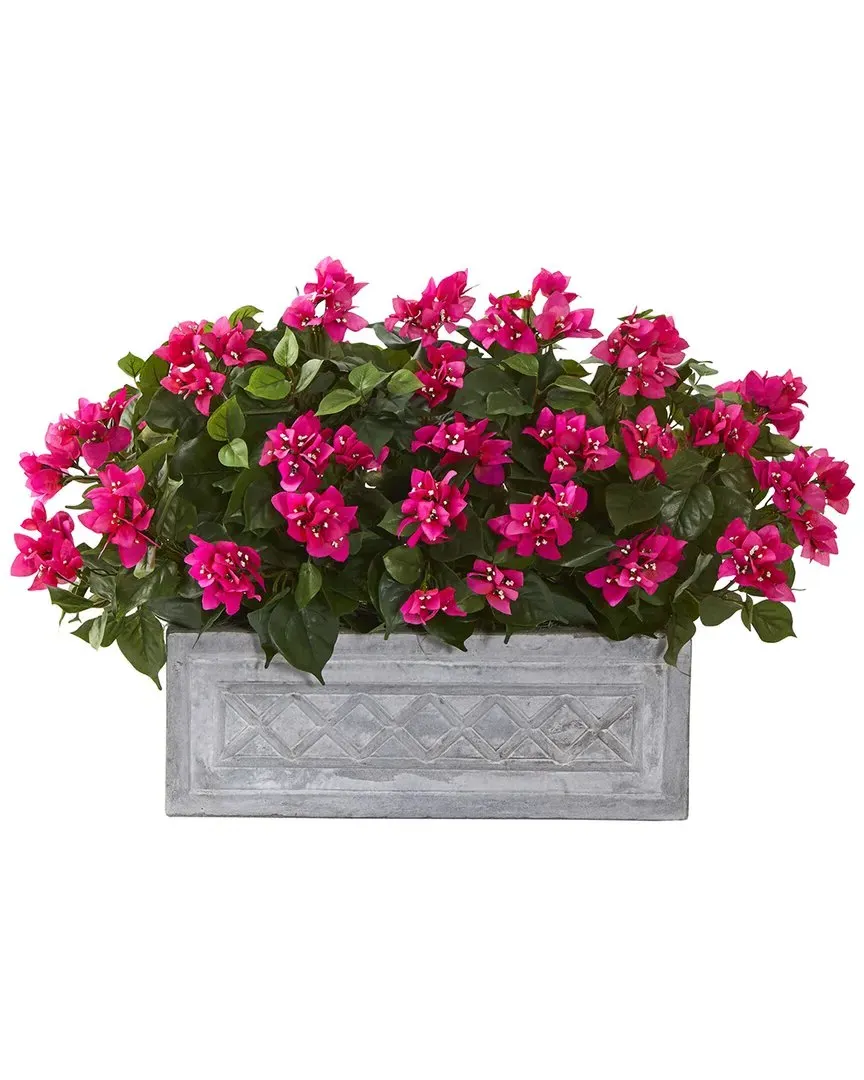 30in Bougainvillea Artificial Plant in Stone Planter - Pink