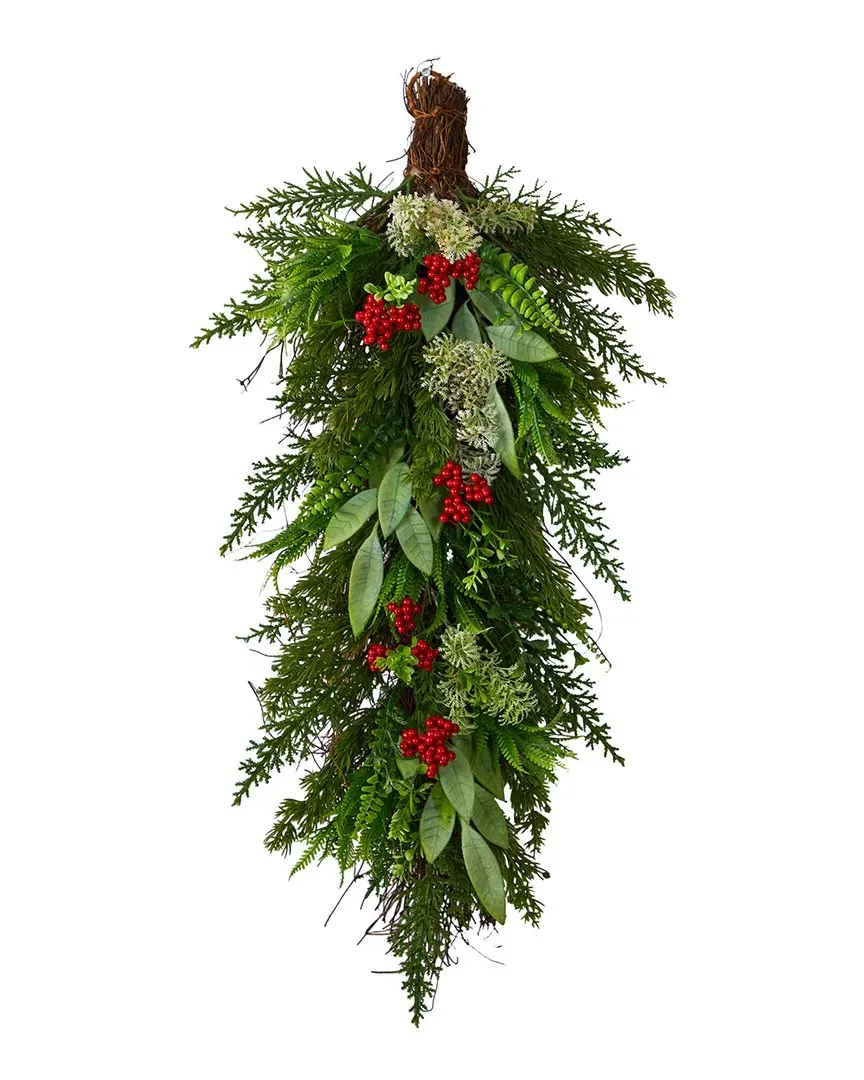 30in Cedar And Berry Artificial Christmas Swag - Green image