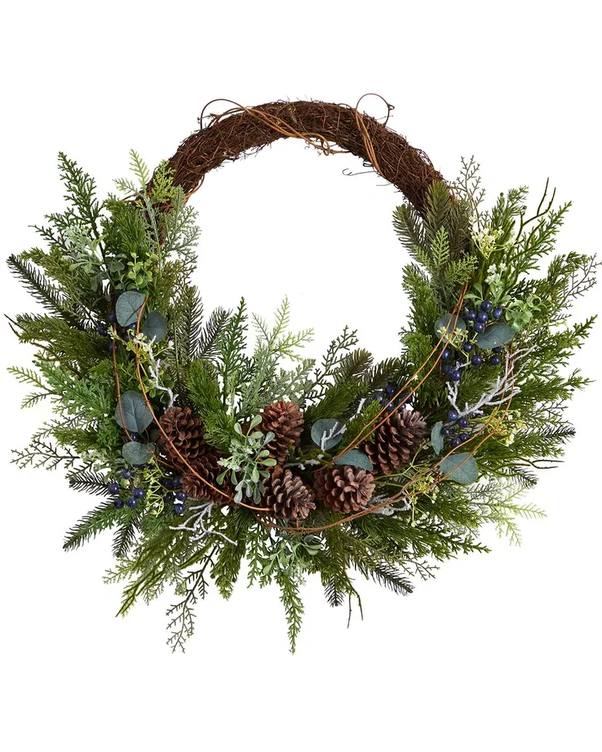 30in Pine and Pinecone Artificial Christmas Wreath - Green image