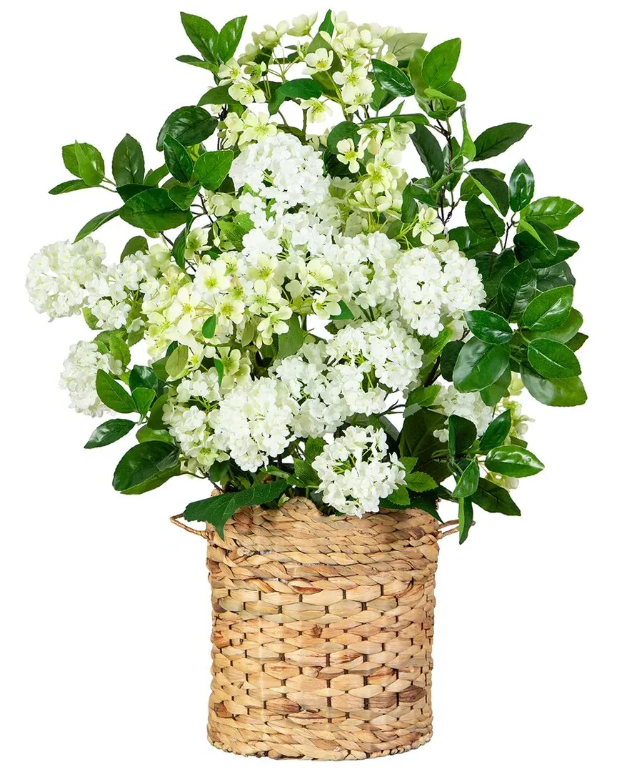 31in Artificial Mixed Flower Arrangement - Green, Hyacinth Basket image