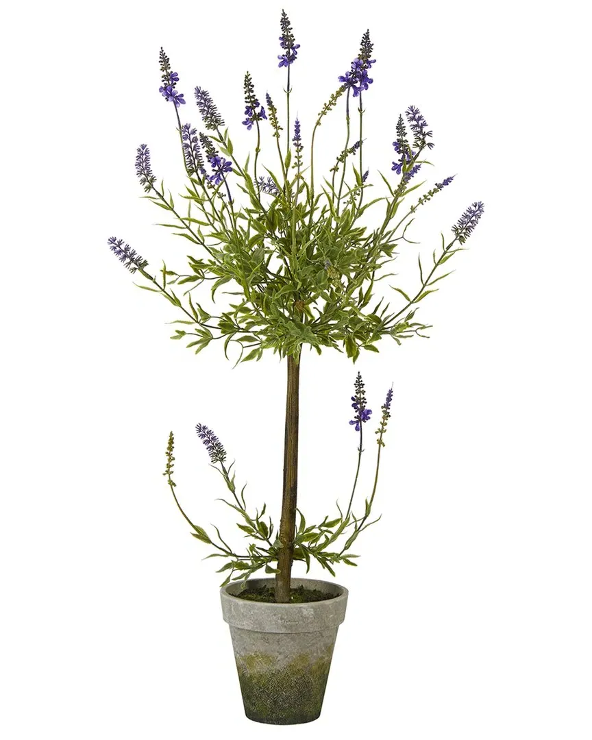 34in Lavender Single Ball Topiary Artificial Tree - Purple image