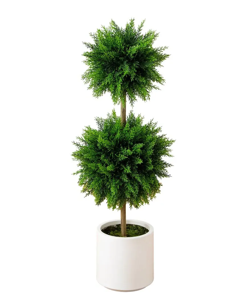 3.5ft Artificial Cedar Double Ball Topiary - Green image