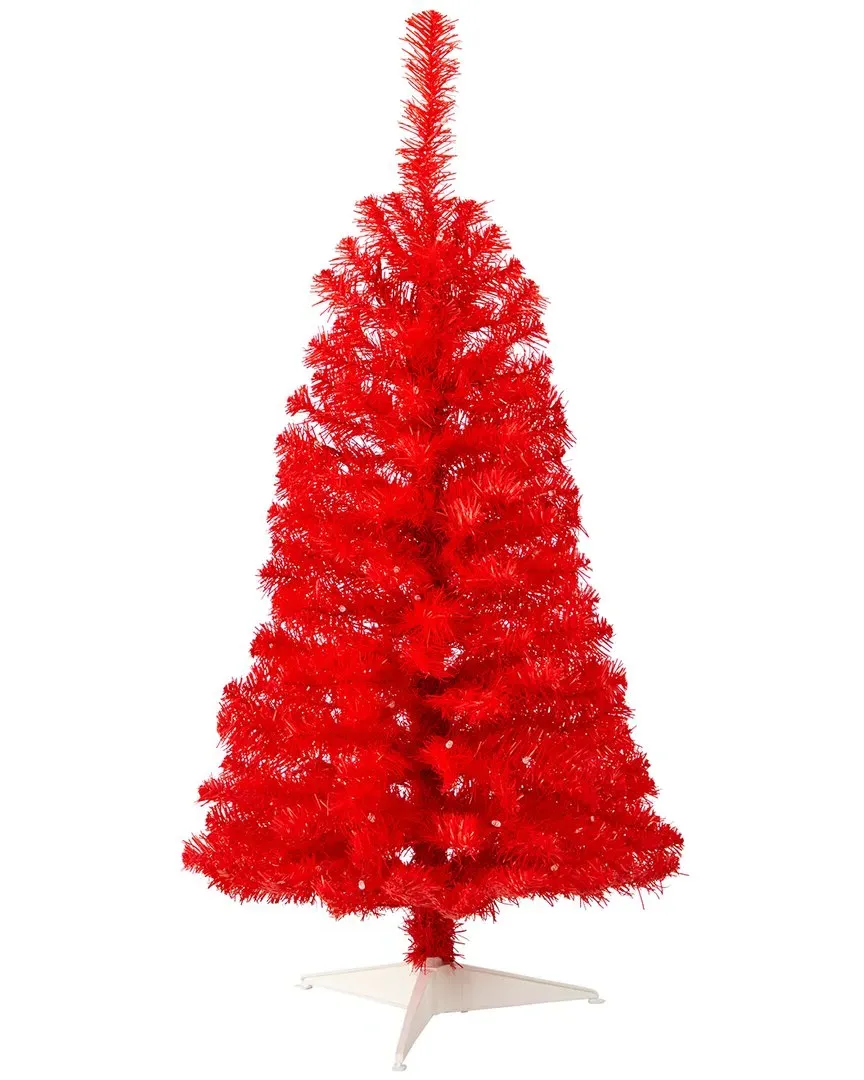 3ft Artificial Christmas Tree with LED Lights - Red, PVC image