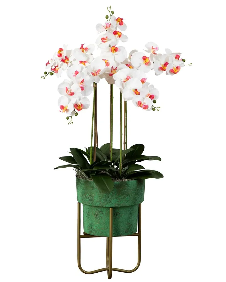 43in Artificial Orchid Arrangement with Metal Stand - White