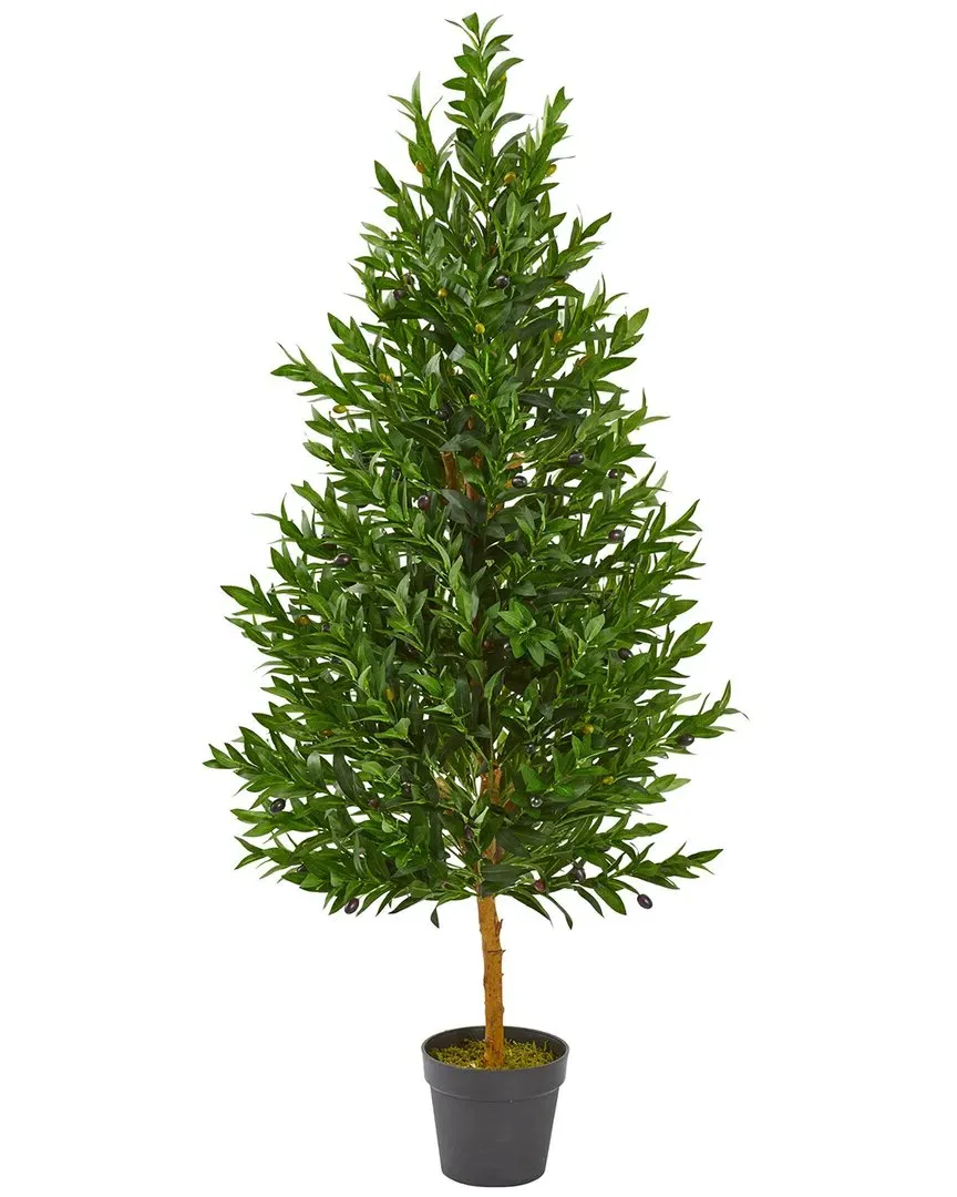 4.5ft Olive Cone Topiary Artificial Tree UV Resistant - Green