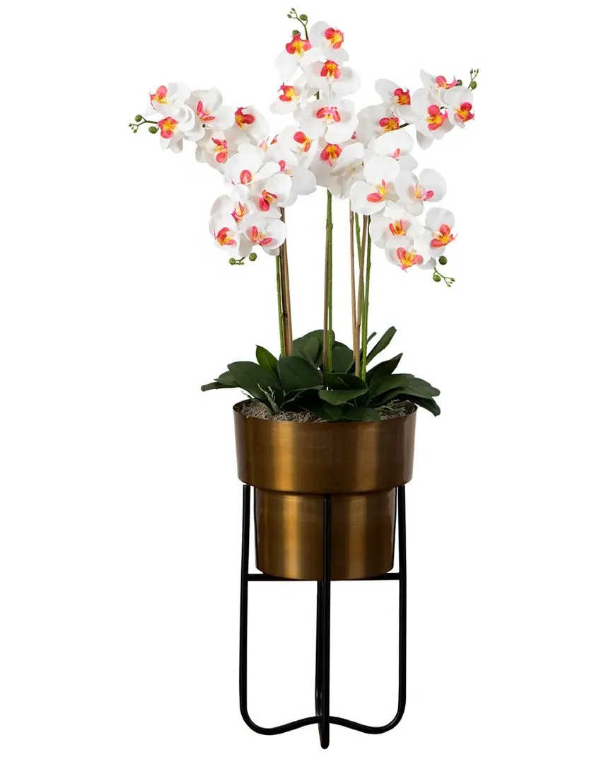 48in Artificial Orchid Arrangement with Metal Stand - White