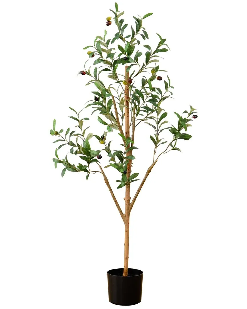 4ft Artificial Olive Tree with Natural Trunk - Green image