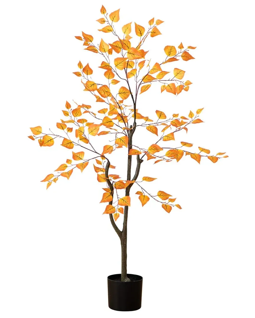 4ft Autumn Birch Leaf Artificial Fall Tree - Orange image