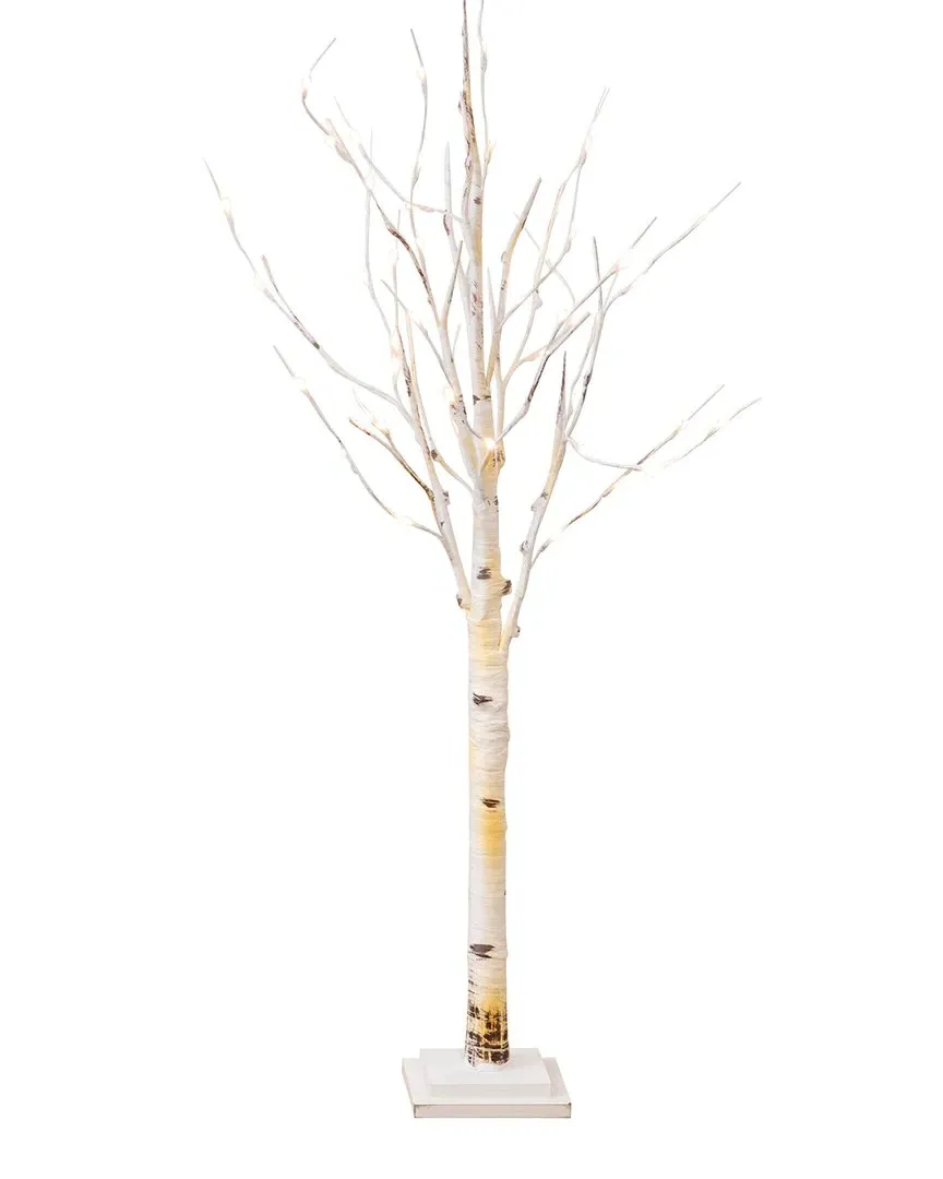 4ft Pre-Lit Artificial Birch Tree with 50 LED Lights - White image