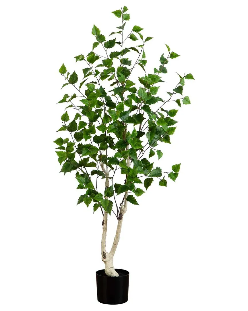 5ft Artificial Birch Tree with Real Touch Leaves - Green