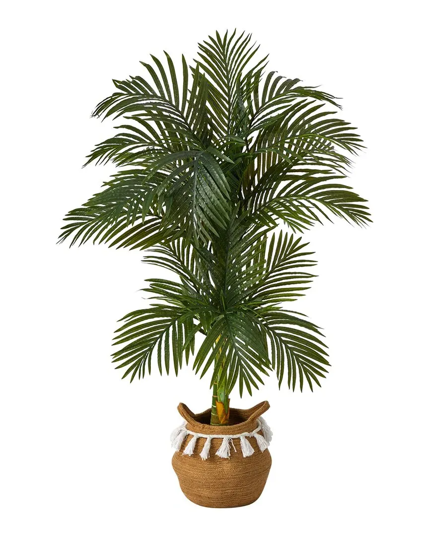 5ft Artificial Double Stalk Golden Cane Palm Tree - Green