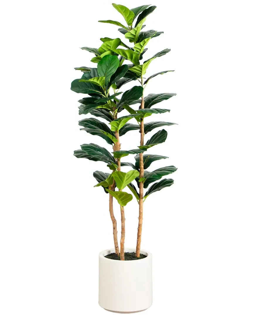 5ft Artificial Fiddle Leaf Tree in White Planter - Green