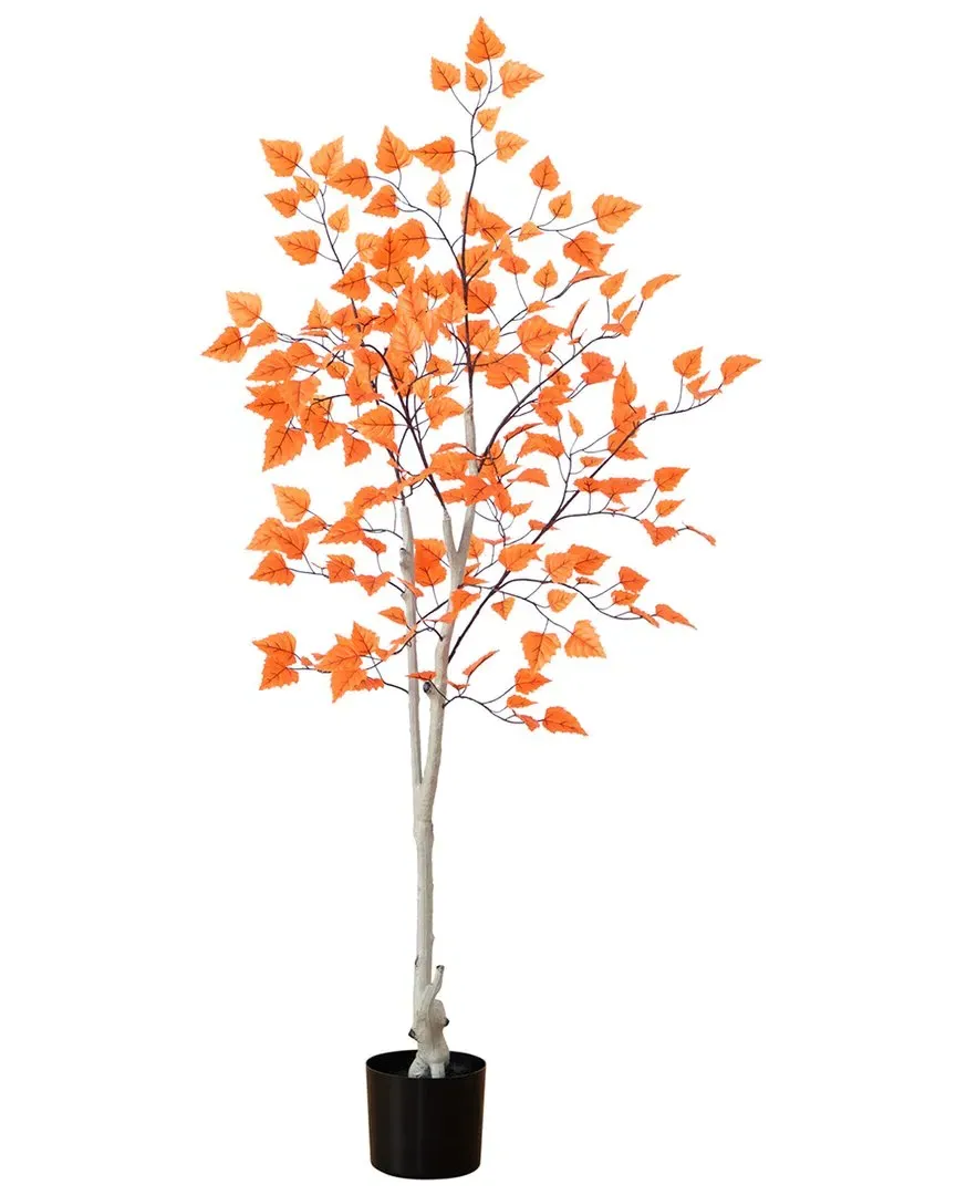 5ft Autumn Paper Birch Artificial Fall Tree - Orange
