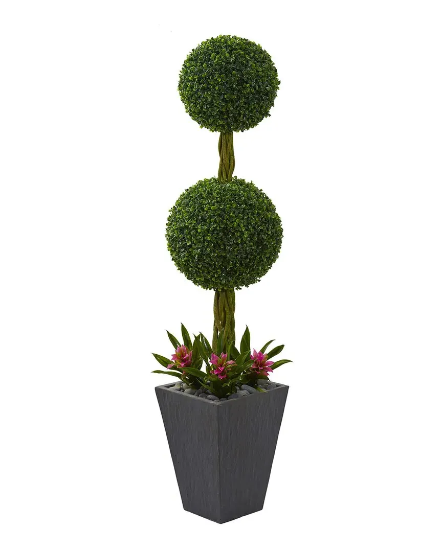 5ft Double Boxwood Ball Topiary Artificial Tree - Green