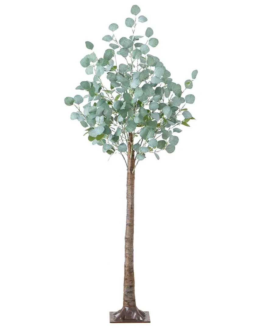 5ft Lighted Artificial Eucalyptus Tree with 300 LED Lights - Green