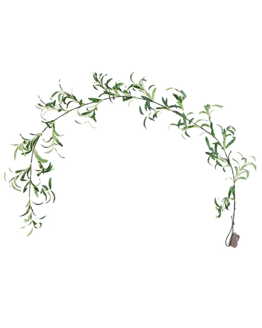 6.5ft Lighted Artificial Olive Garland with 100 LED Lights - Green