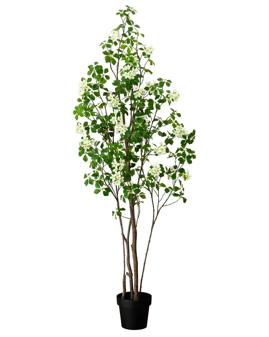 6ft Artificial Dogwood Tree with Real Touch Leaves - Green