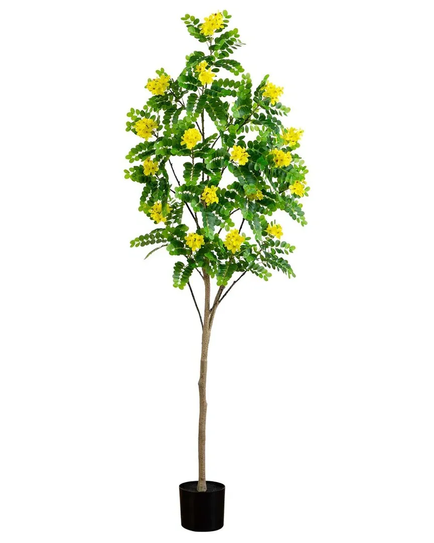 6ft Artificial Flowering Citrus Tree with Real Touch Leaves - Green