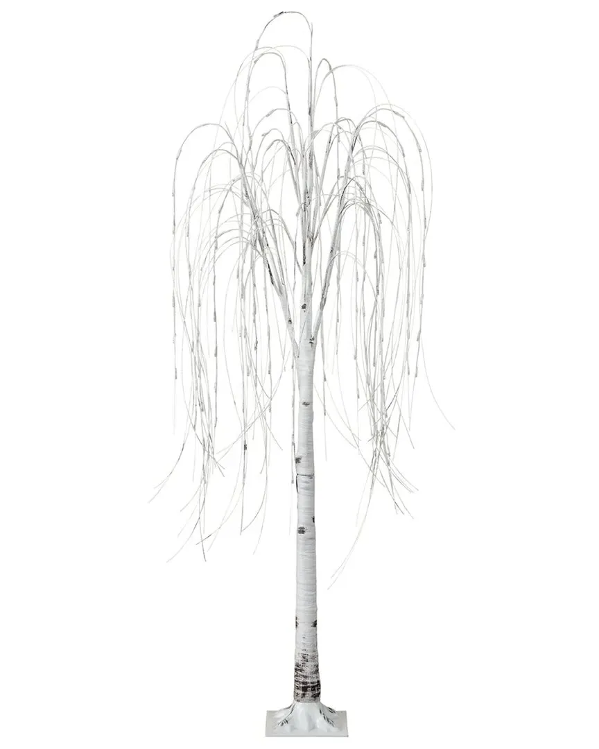 6ft Pre-Lit Artificial White Weeping Willow Tree - White