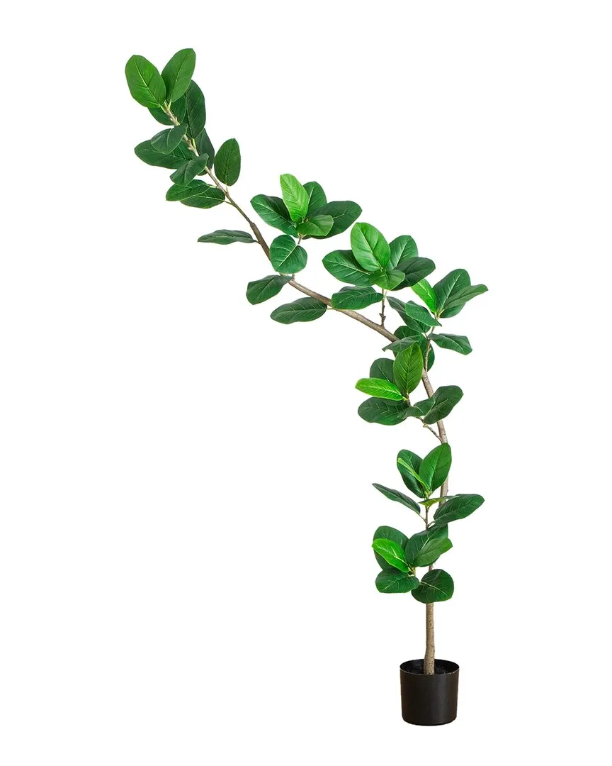 7ft Artificial Curved Trunk Audrey Ficus Tree - Green