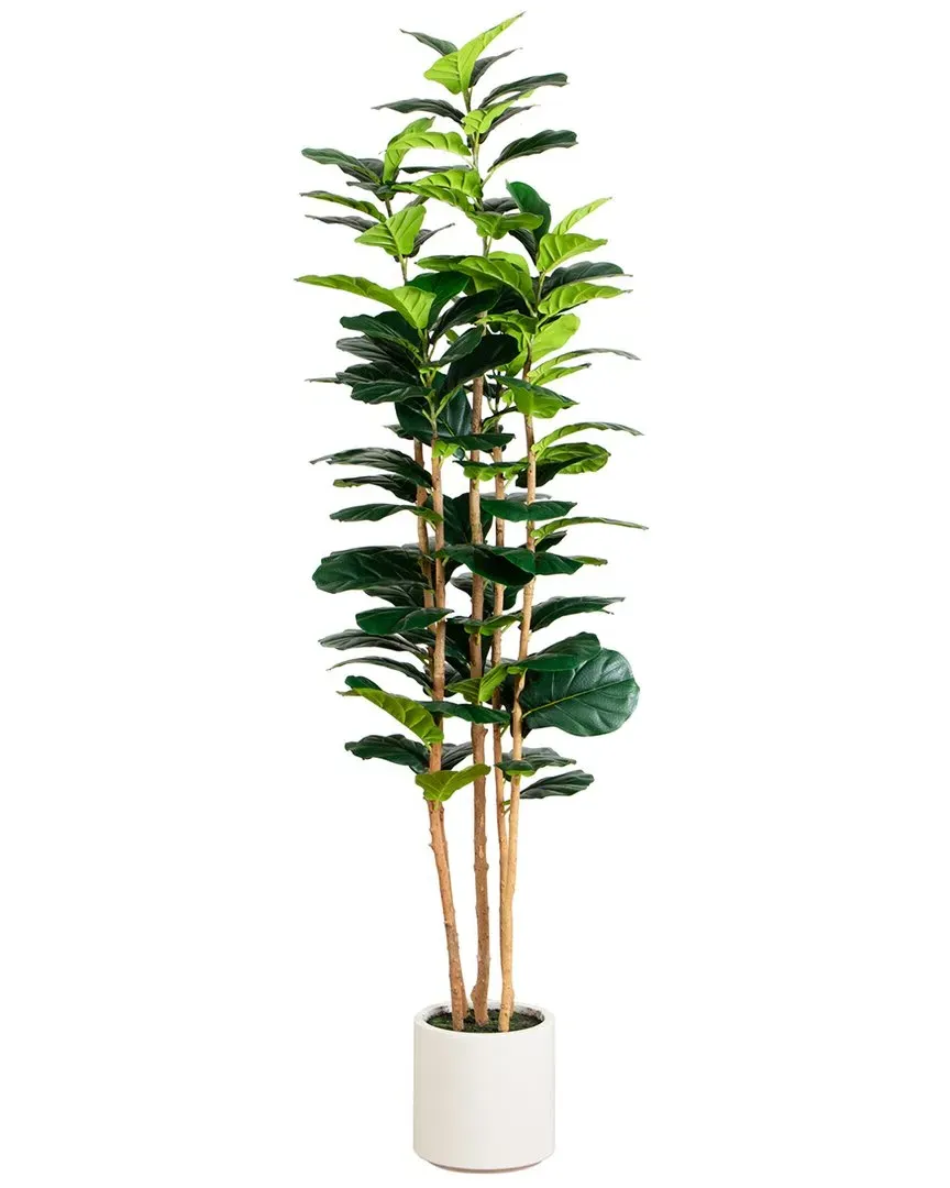 7ft Artificial Fiddle Leaf Tree in White Planter - Green