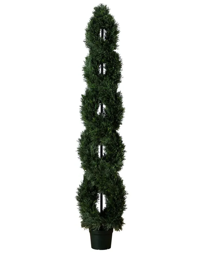 7ft Double Pond Cypress Spiral Topiary UV-Resistant - Green
