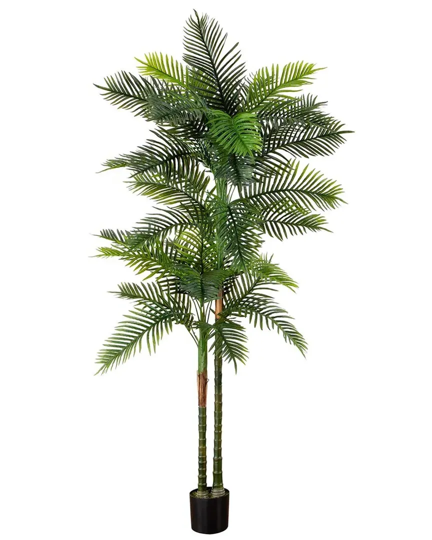 8ft UV-Resistant Artificial Double Robellini Palm Tree - Green image