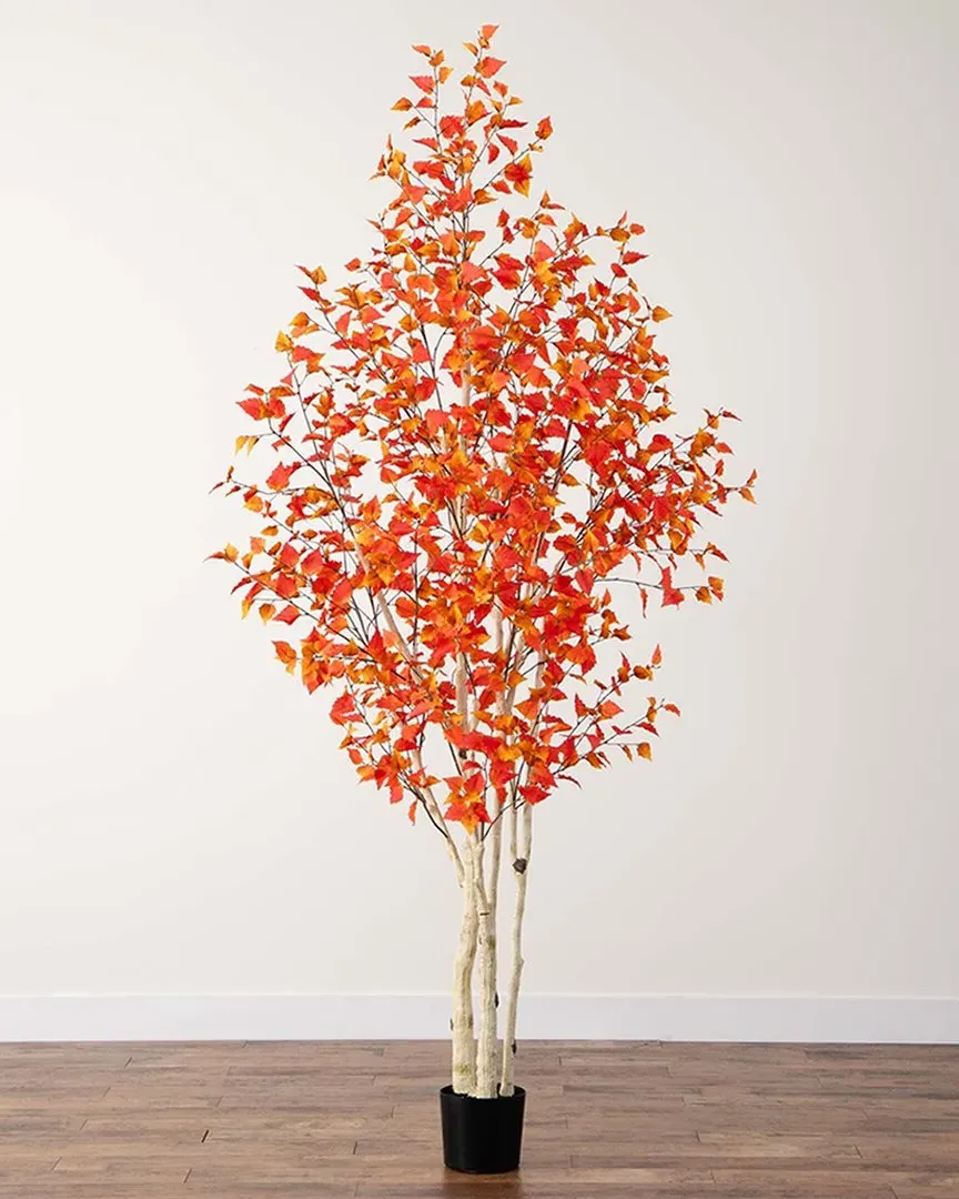 9ft Autumn Birch Artificial Fall Tree - Orange