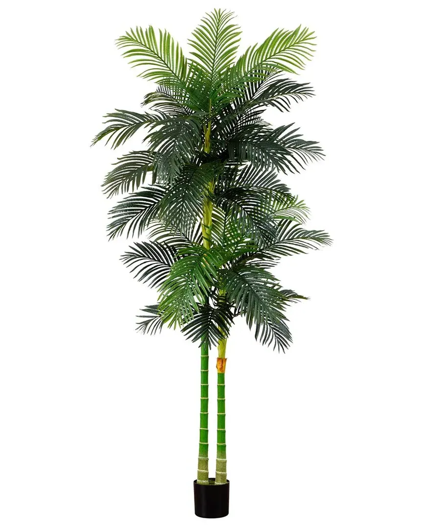 9ft Double Trunk Artificial Golden Cane Palm Tree - Green