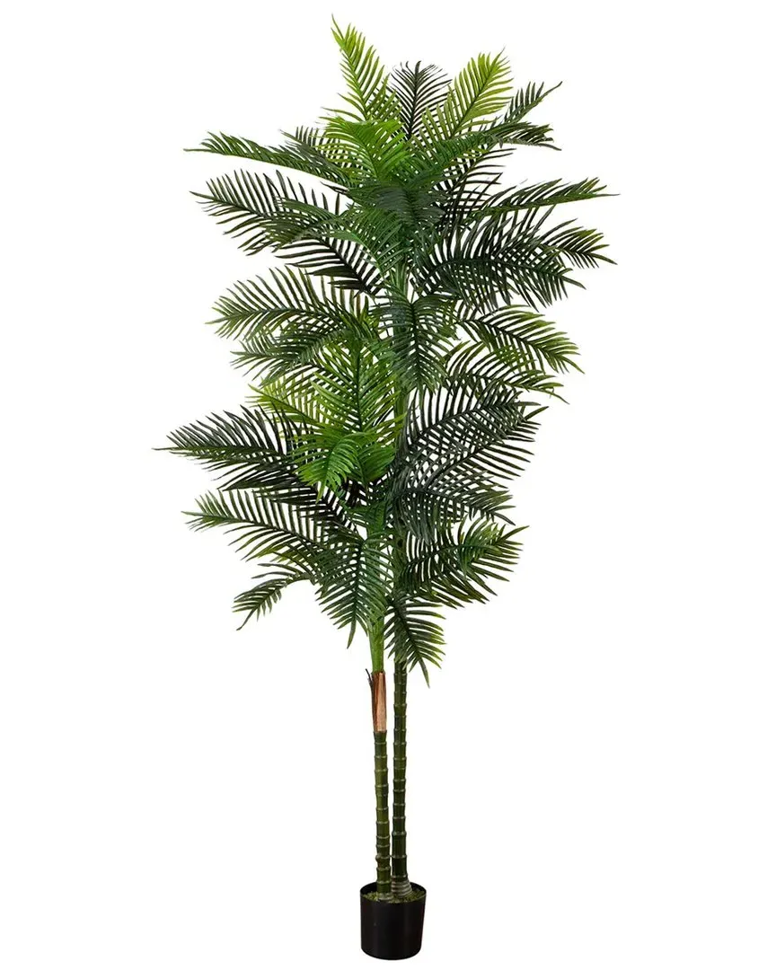 9ft UV-Resistant Artificial Double Robellini Palm Tree - Green