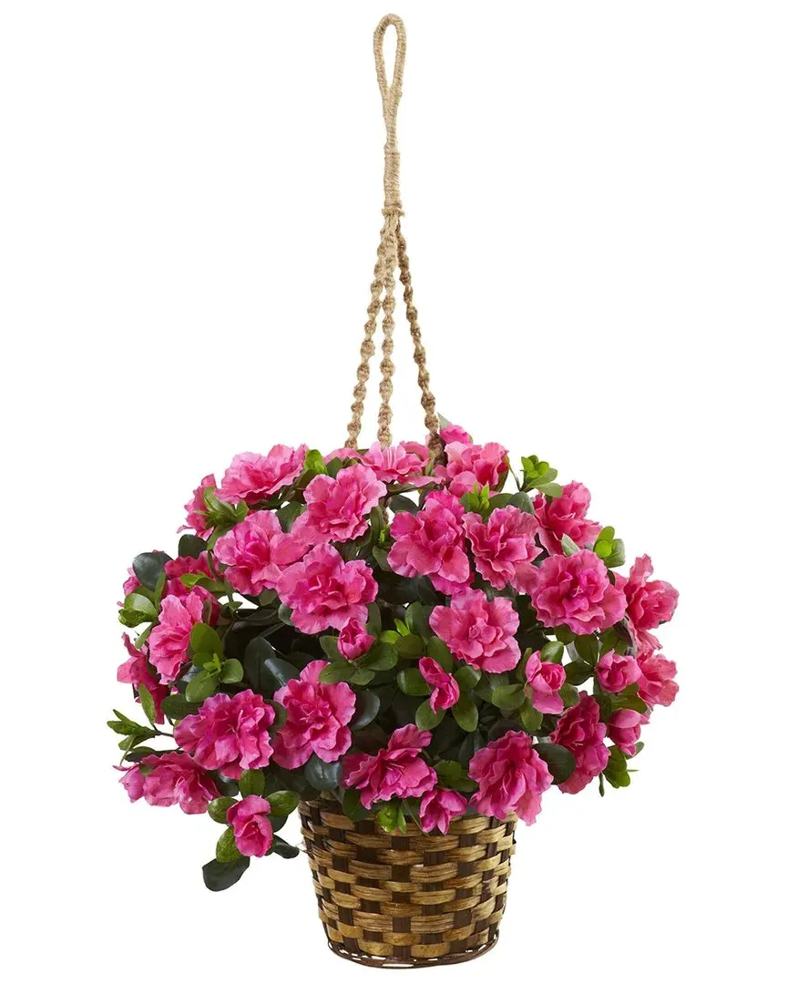 Azalea Flowering Silk Hanging Basket - Pink image