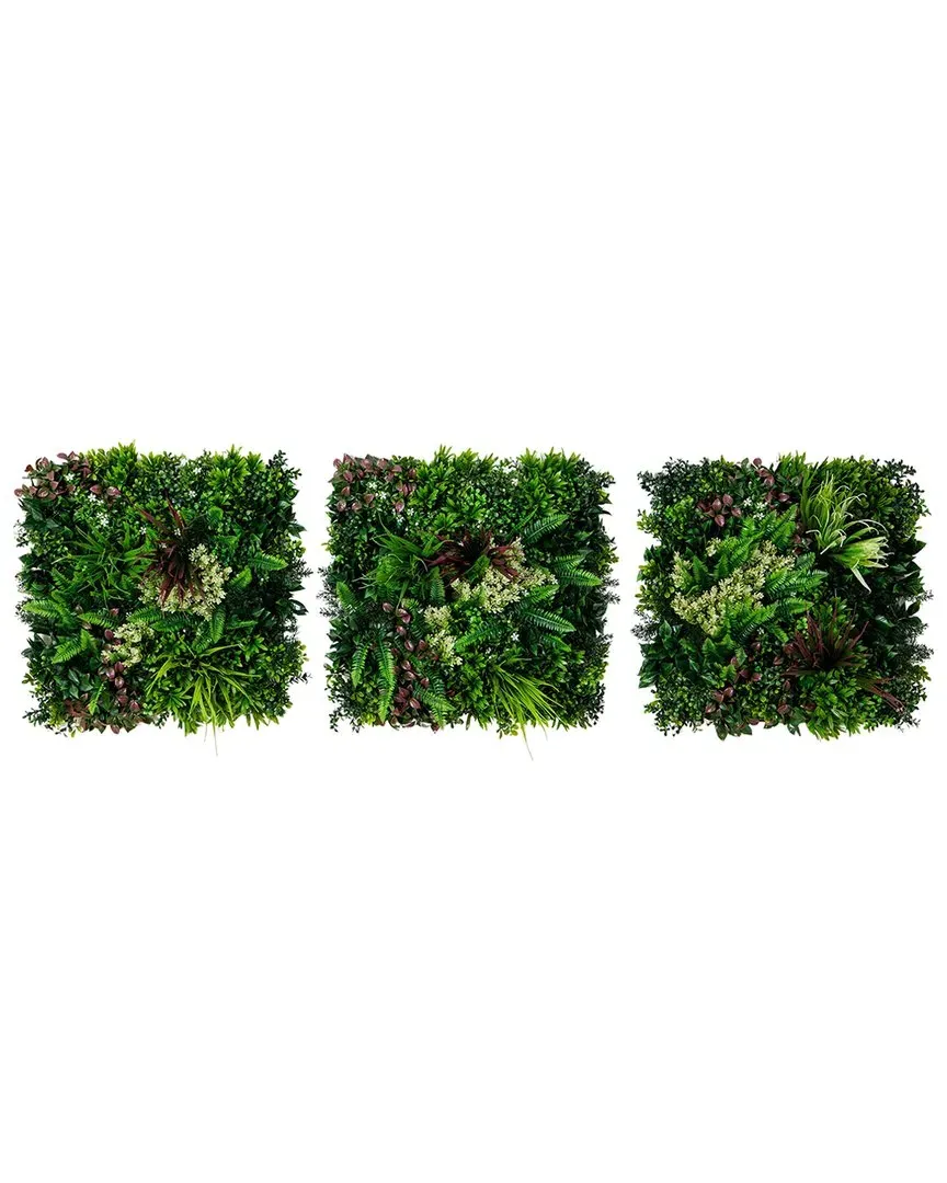 Corfu Island Artificial Living Wall Panel Set of 3 - Green