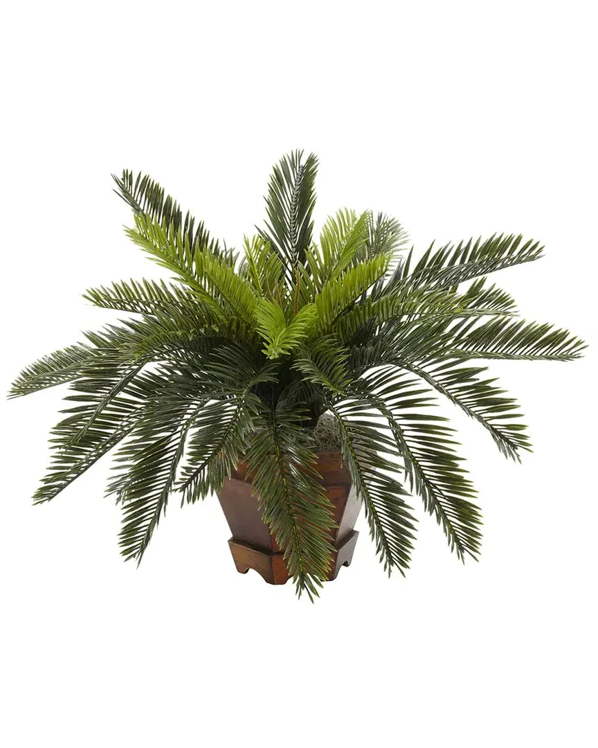 Cycas with Hexagon Vase Silk Plant - Green image