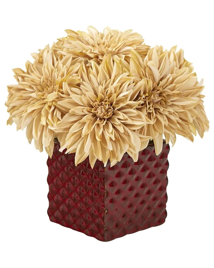 Dahlia Artificial Arrangement in Ceramic Cube - Cream image