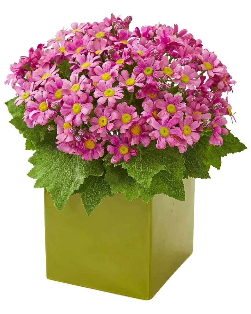 Daisy Artificial Arrangement in Green Vase - Mauve image