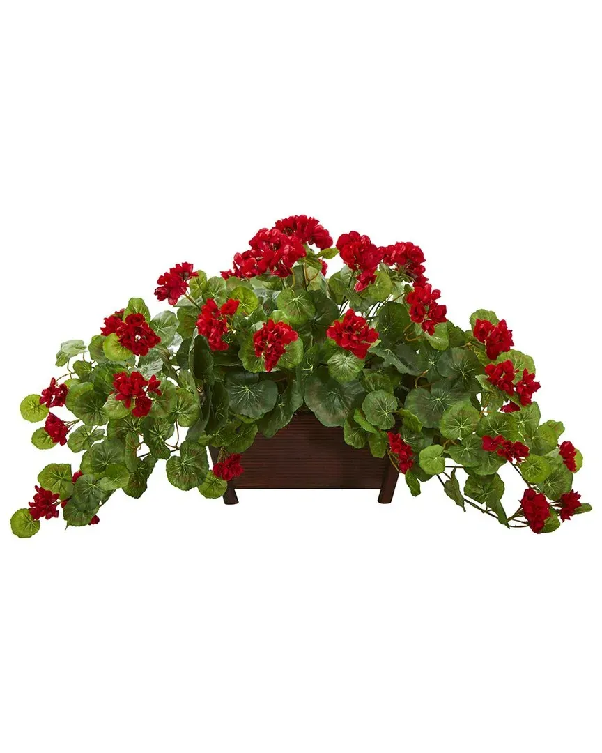 Geranium Artificial Plant in Decorative Planter - Red image