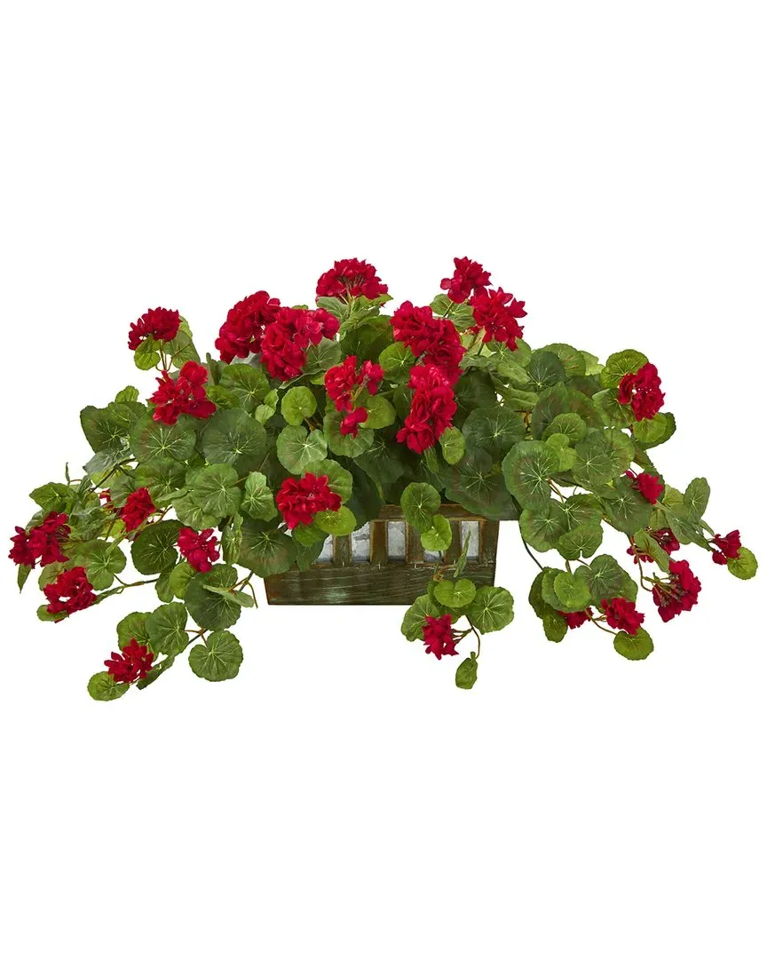 Geranium Artificial Plant in Decorative Planter - Red