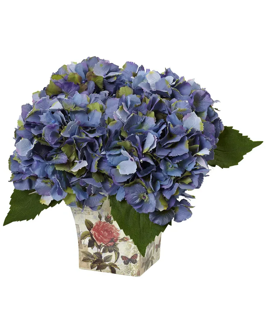 Hydrangea Silk Arrangement with Floral Planter - Blue image