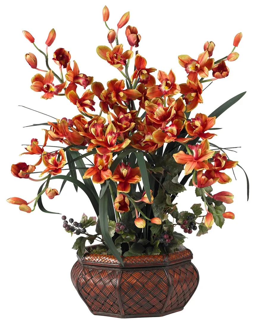 Large Cymbidium Silk Flower Arrangement - Burgundy