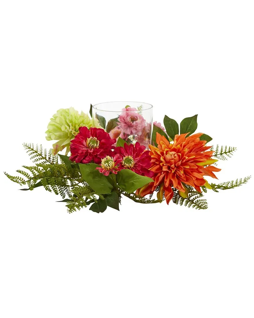 Mixed Floral & Dahlia Candelabrum - Orange image