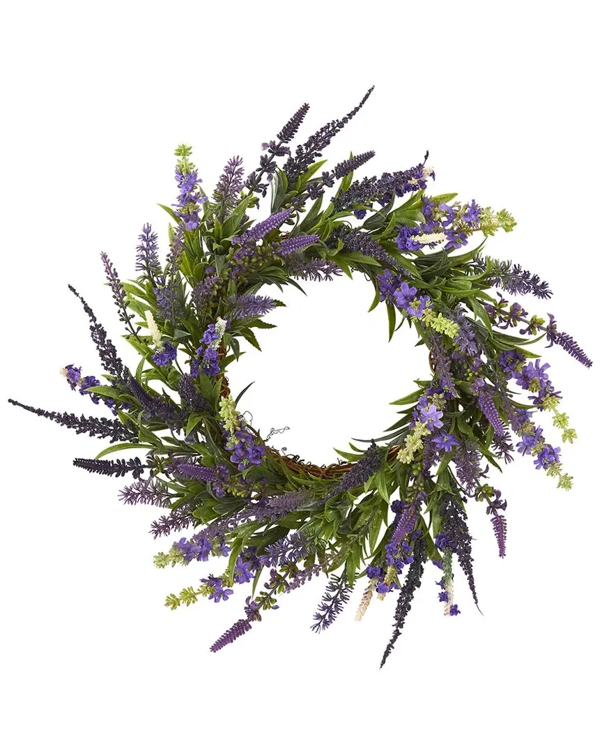 Nearly Natural 18in Lavender Wreath - Purple image
