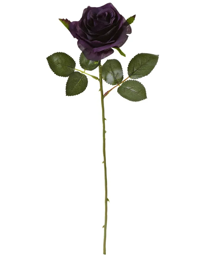 Nearly Natural 18in Rose Artificial Flower Set - Purple image
