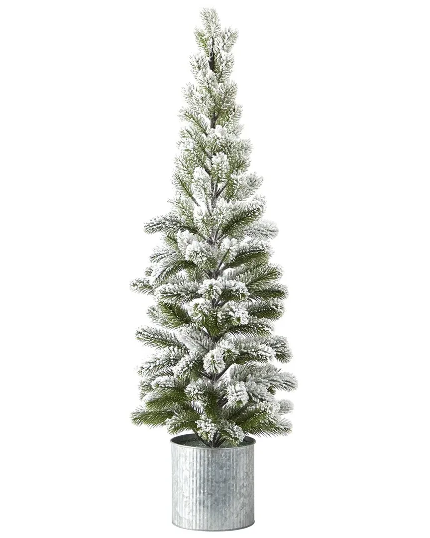 Nearly Natural 3ft Flocked Christmas Tree - Green image