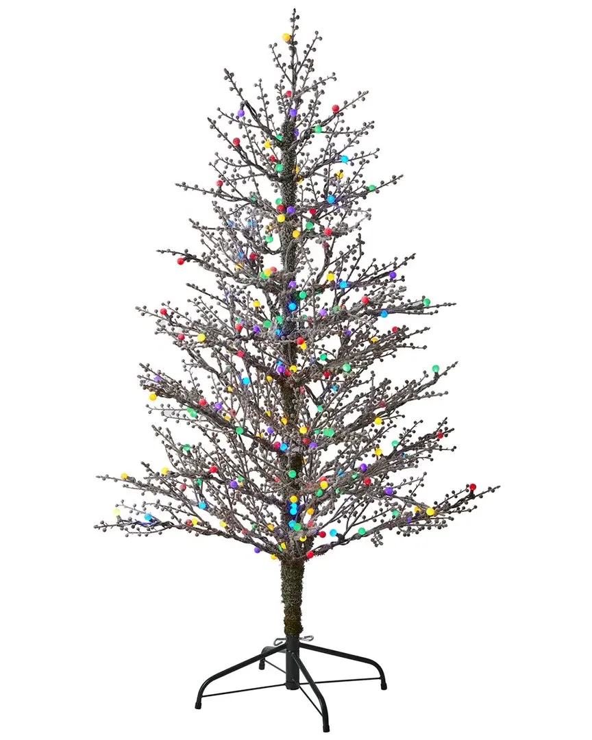 Nearly Natural 5ft Frosted Berry Twig Christmas Tree - Green image