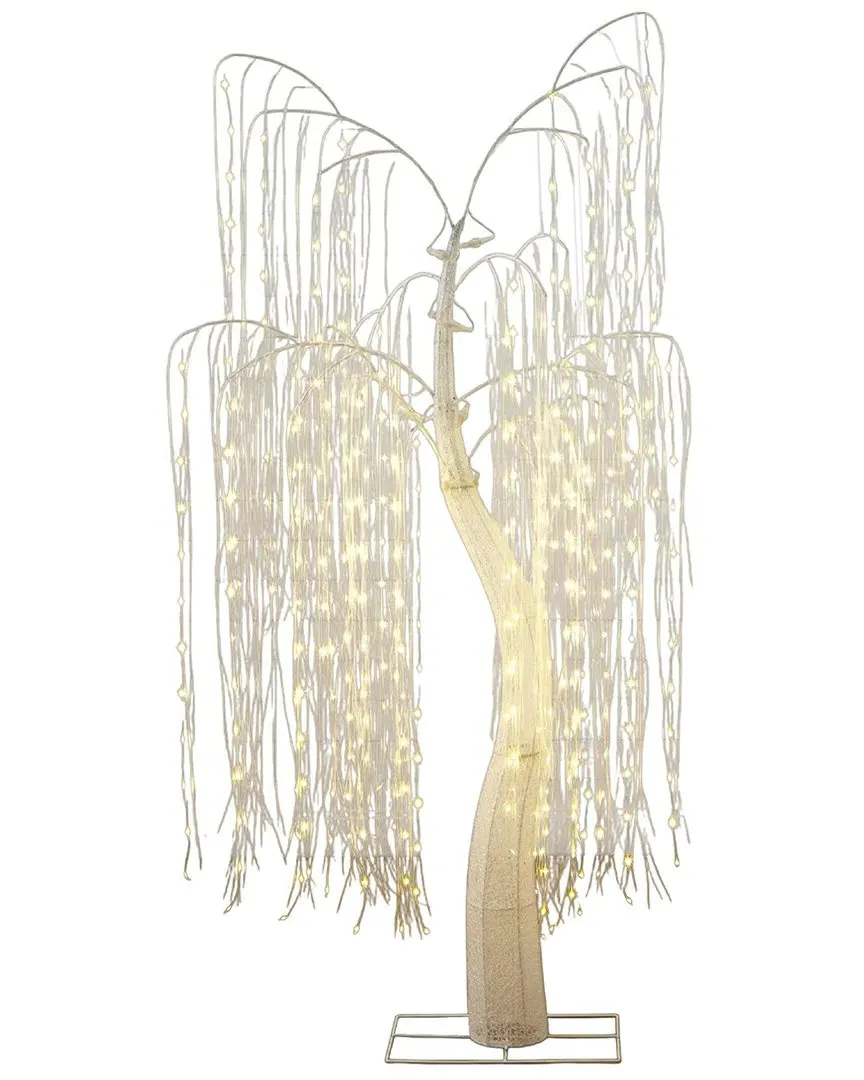 Nearly Natural 7Ft Pre-Lit Artificial Willow Tree - White image