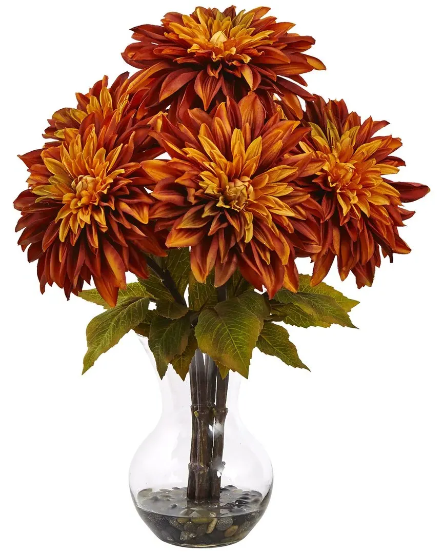 Nearly Natural Dahlia Silk Arrangement - Orange image