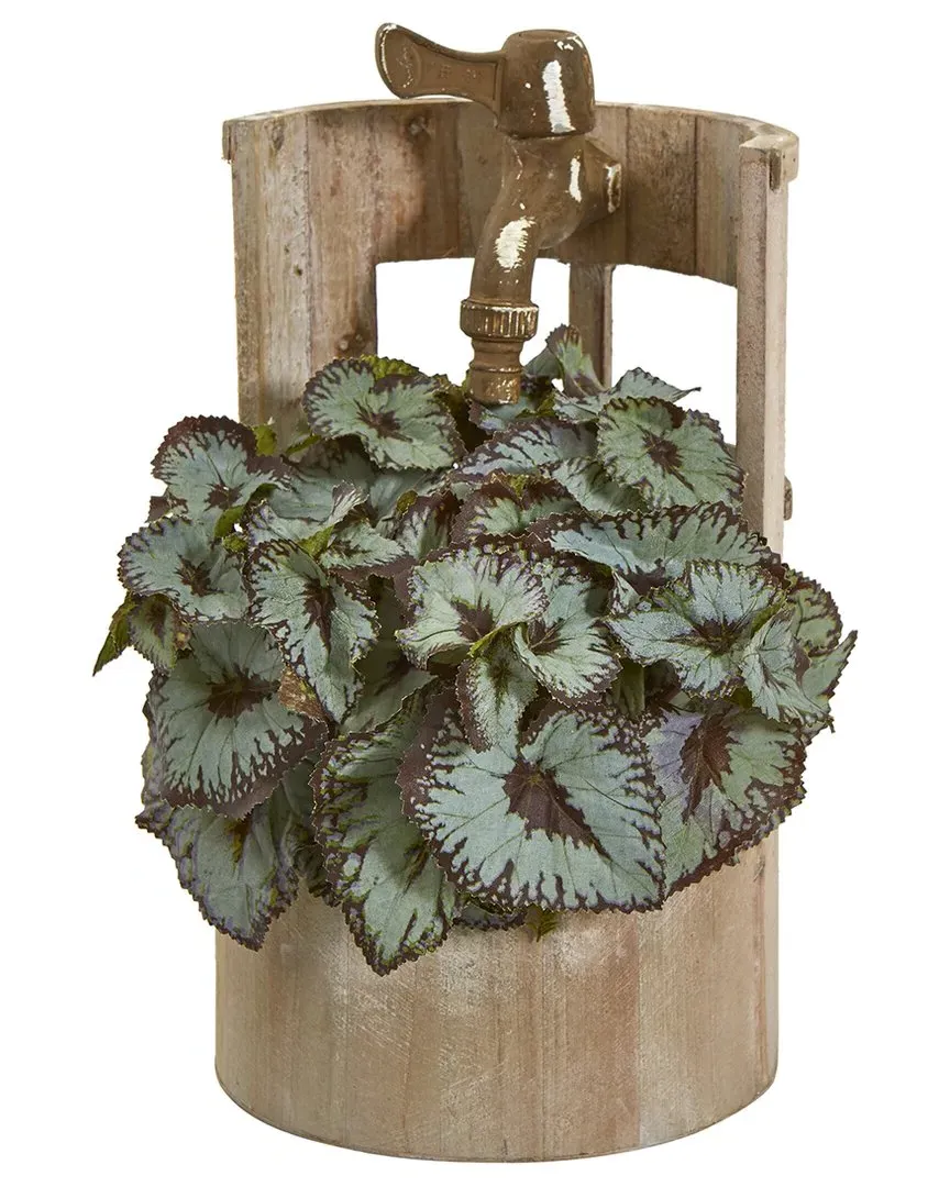 Rex Begonia Artificial Plant in Faucet Planter - Green image