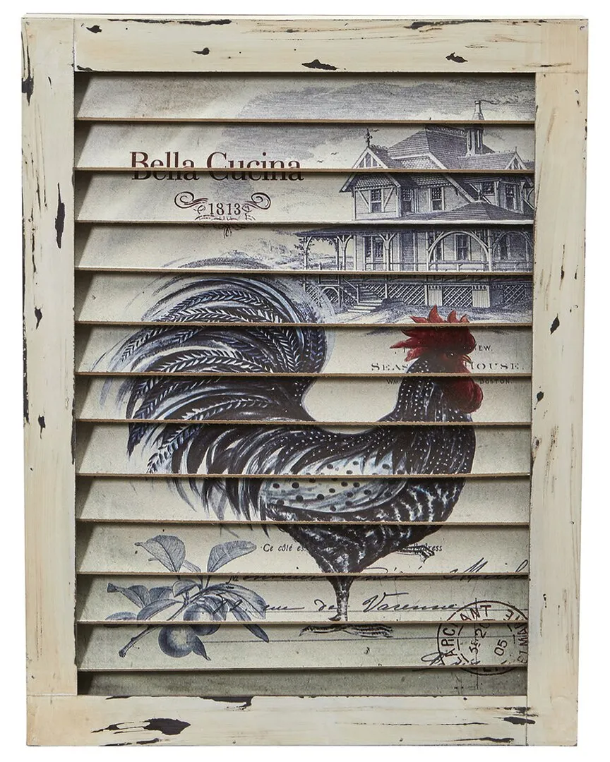 Rooster Window Shutter Wall Decor - Cream image