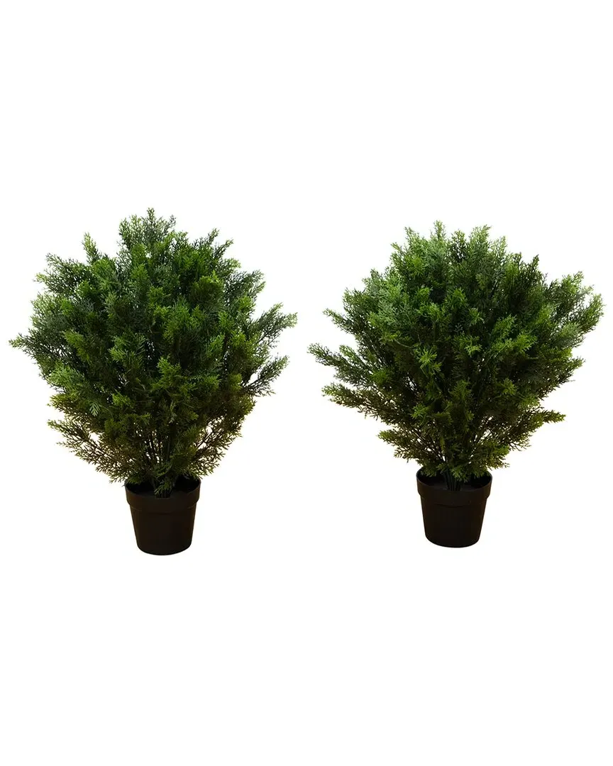 Set of 2 3ft UV-Resistant Artificial Cedar Trees - Green